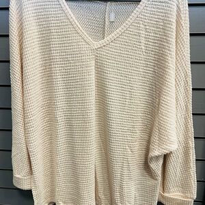 NWT Women's Cream Waffle Knit Sweater